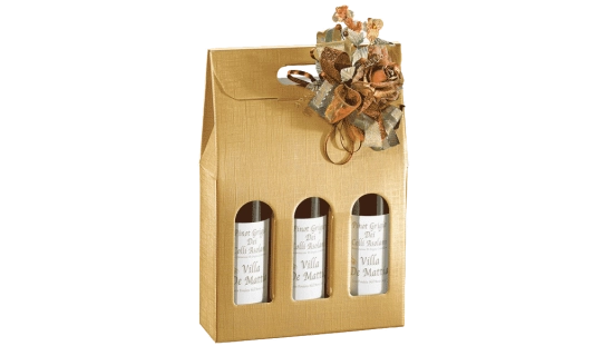 Étui 3 bouteilles or