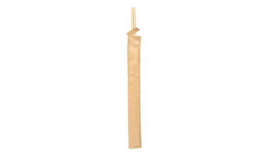 Baguettes chinoises en sachet kraft 20 cm naturel bambou - Emballages snacking écologique