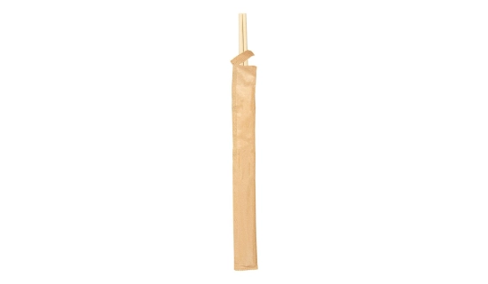 Baguettes chinoises en sachet kraft 20 cm naturel bambou - Emballages snacking écologique
