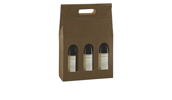 Étui 3 bouteilles marron