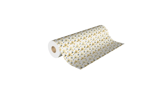 Papier cadeau blanc etoile or 50 m