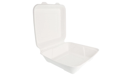 Boites à hamburger BIONIC 22,5x22,5x7,5 cm blanc bagasse