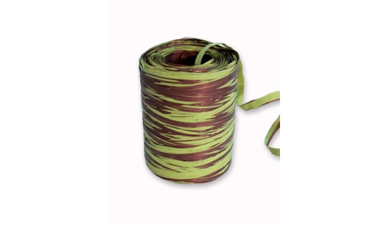 Raphia line bobine 200 m bicolore chocolat/vert anis