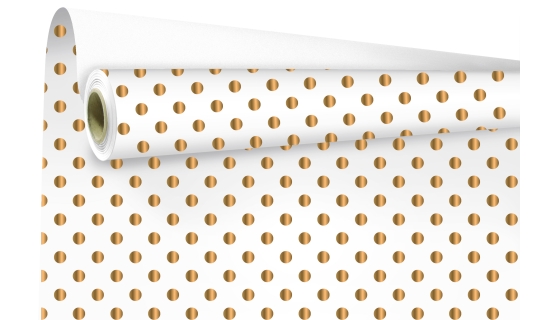 Papier cadeau pois or 50m