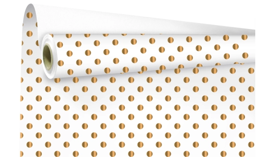 Papier cadeau pois or 50m
