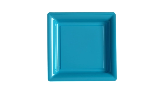 Assiettes carrées 23 cm turquoise