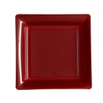 Assiettes carrées 23 cm bordeaux